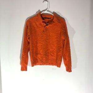 Raffi Cashmere Sweater - Orange with 3 buttons and collar
